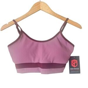 Born Primitive Out Of Line Sports Bra Size L NWT Ribbed Colorblock Antique Mauve